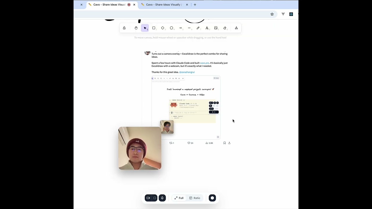 I made a tiny product: http://cavo.pro,  might be the simplest way to share your idea in video.