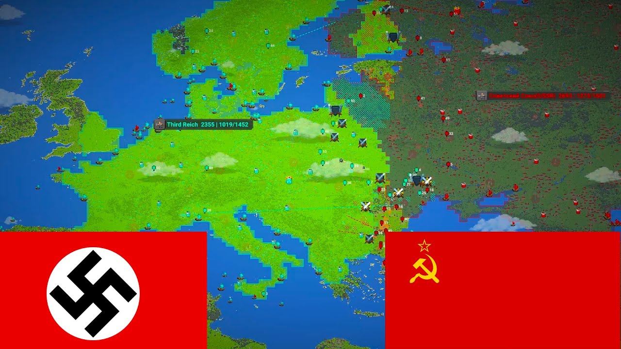 СССР против Третьего рейха. 60-кратная скорость - WorldBox Timelapse