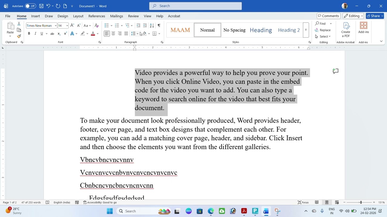 pragraph options in ms word home tab