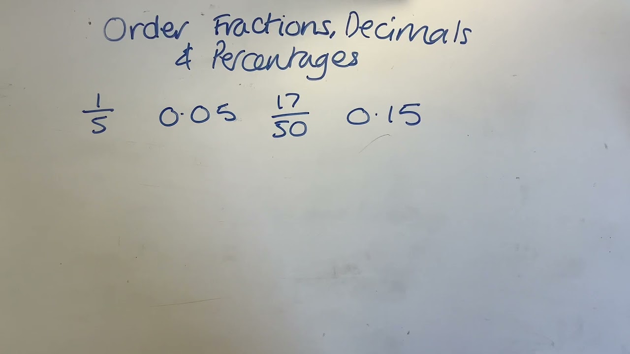 Level 2 Functional Skills maths, order Fractions, Decimals, Percentages, non calculator