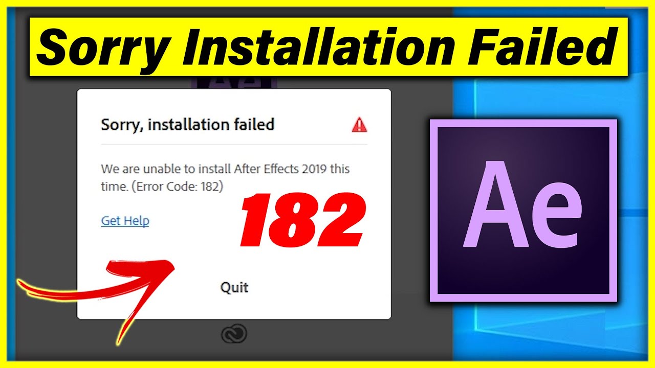 Как исправить ошибку &laquo;К сожалению, установка Adobe After Effects не удалась&raquo; (код ошибки 182)