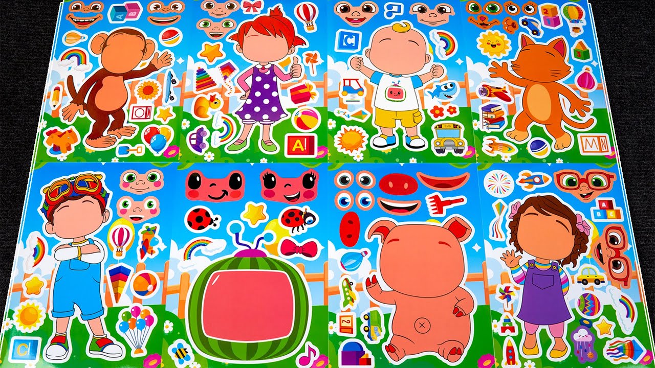 【Paper DIY】Cocomelon Sticker Book 🍉 | JJ, TomTom, YoYo & Cody Sticker Fun!