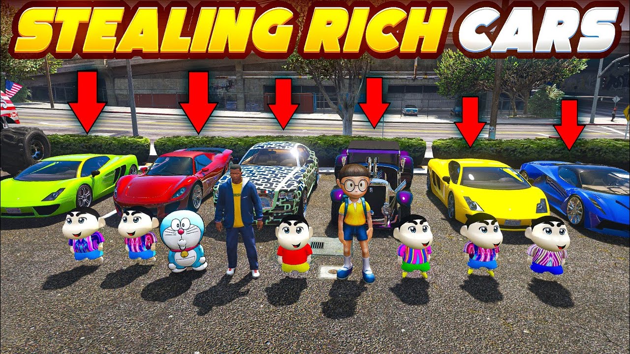 Rich Cars Stealing Challenge GTAV Sinchan Doraemon Stealing Cars