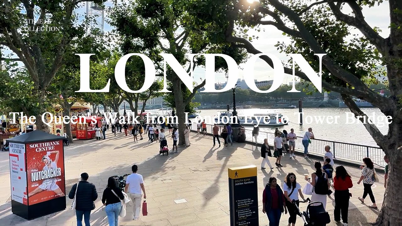 4K London Walk along The Queen's Walk, passed Millennium Bridge, St. Paul's Cathedral ,Tower Bridge