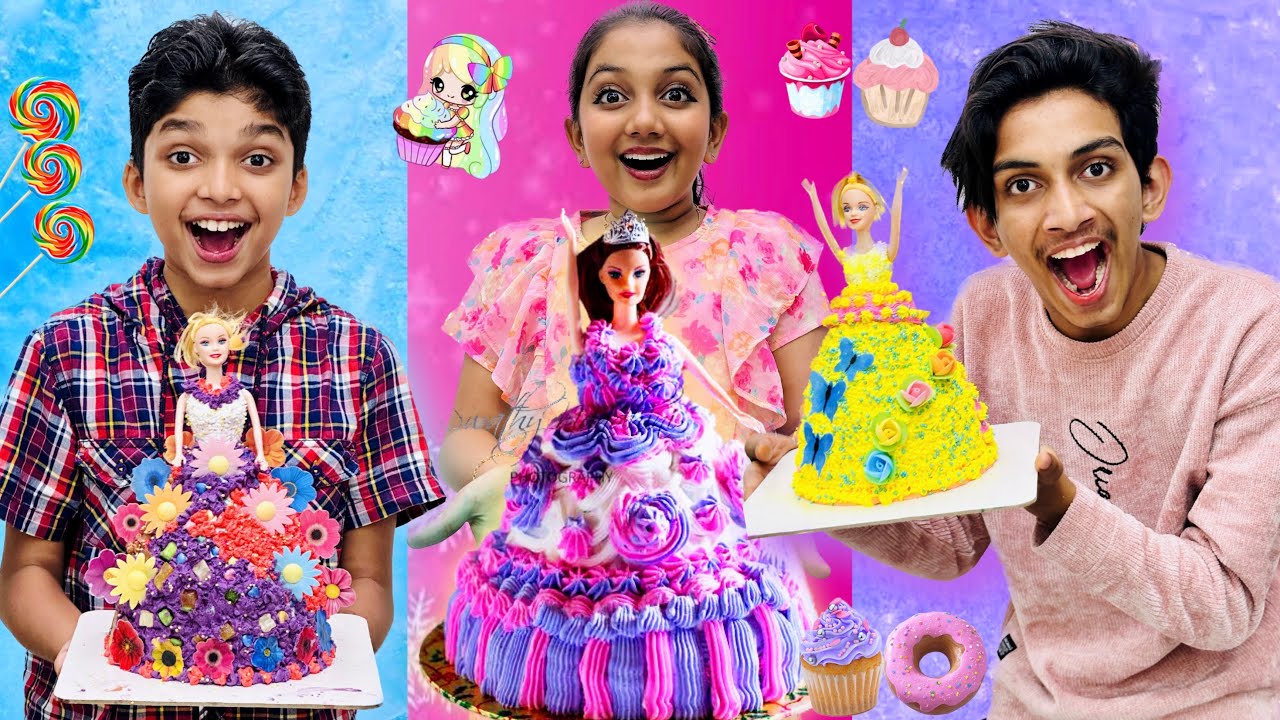 Barbie cake 🎂 decorating Challenge | Cake Challenge | Minshas world