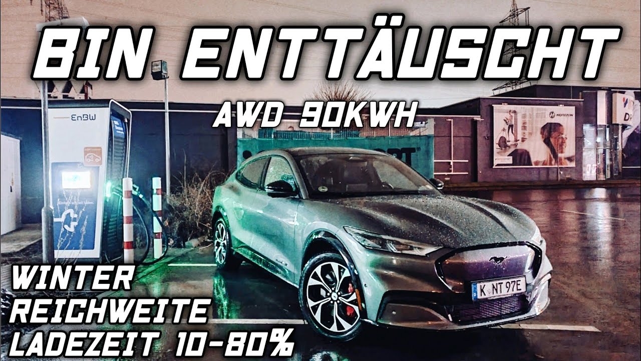 Mustang Mach-E AWD Elektroauto Winterreichweite Ladezeit 10-80 % 90 kWh