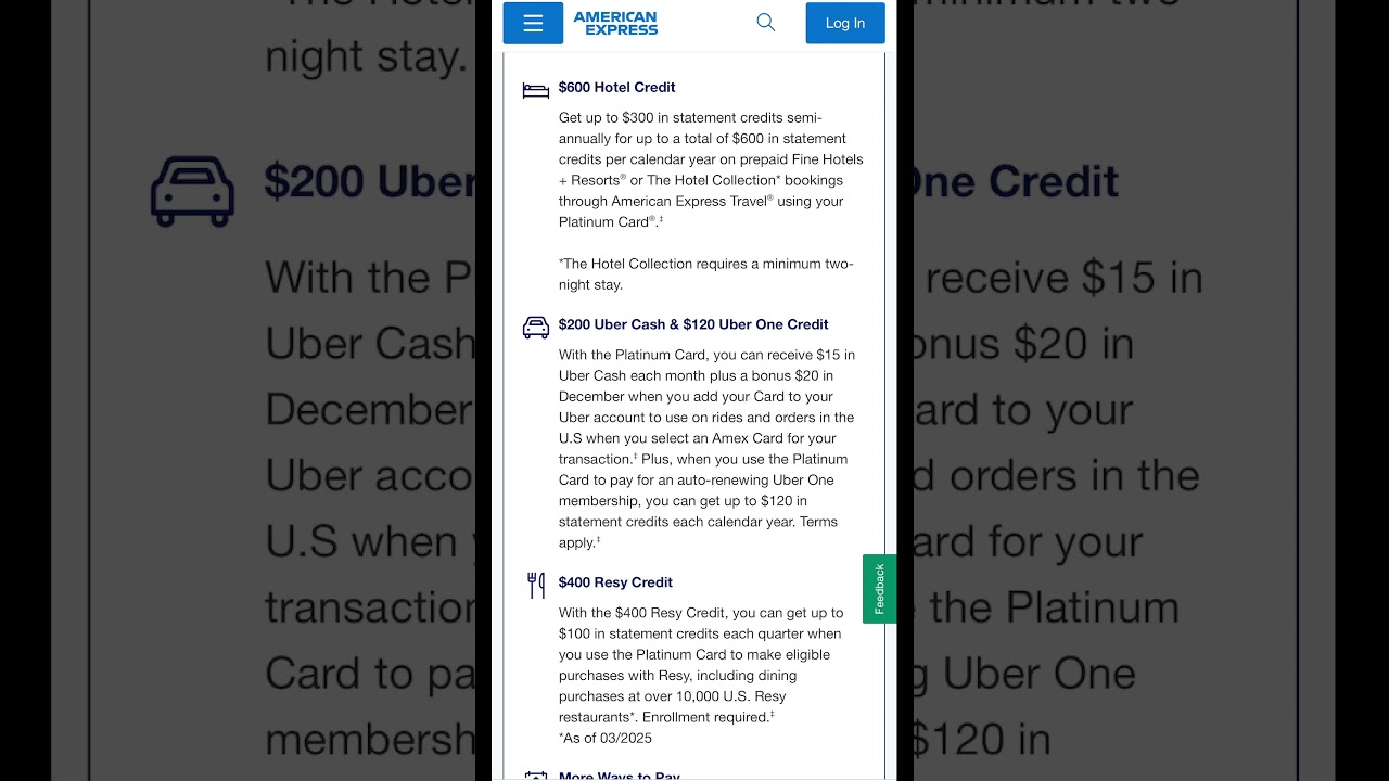Wow Amex finally did it!!  $600 Hotel Credit, $400 Resy Credit and $200 / $120 Uber credit.