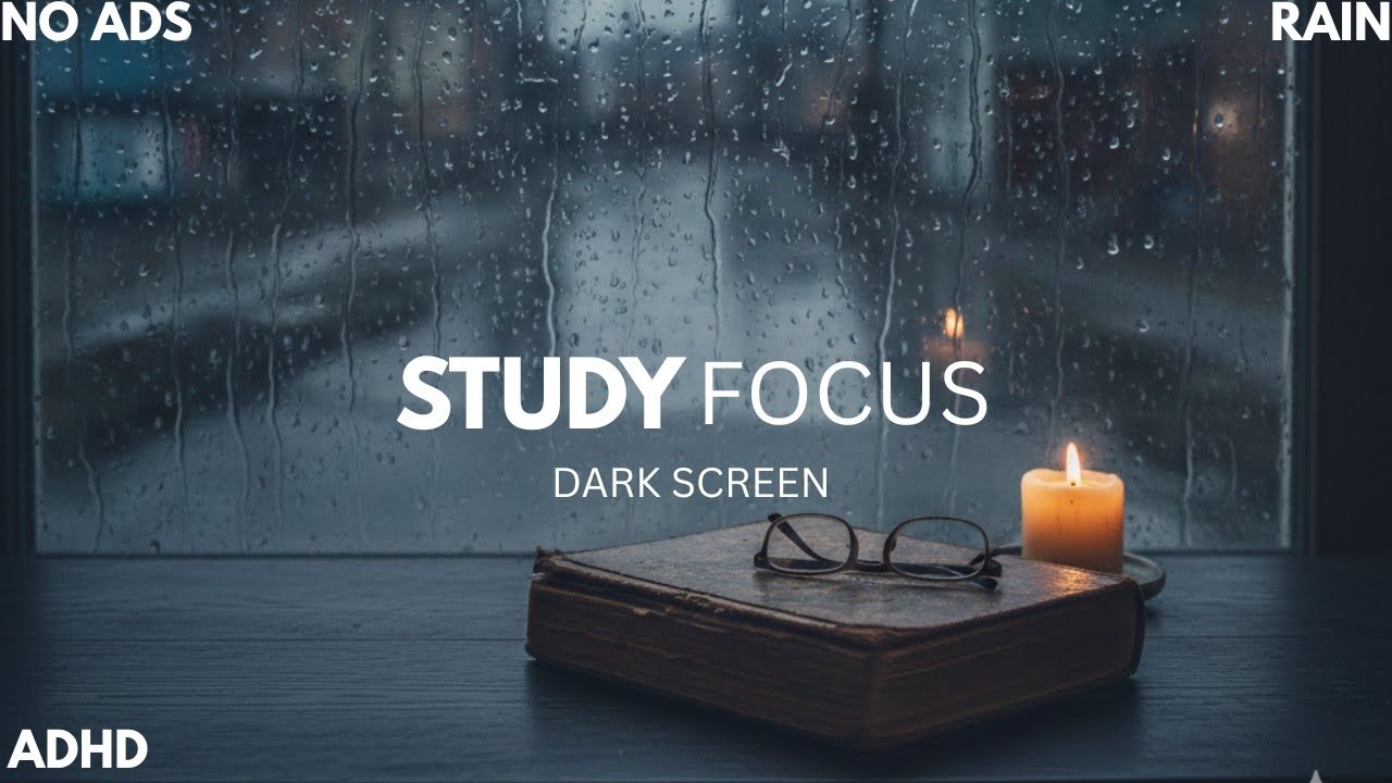 When You Can’t Focus Anymore - 3 Hours of Steady Rain | Dark Screen, Rain sounds for studying
