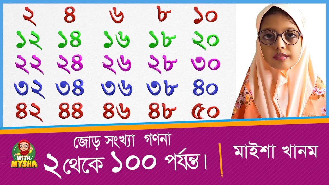 Jor Sonkha | জোড় সংখ্যা ২ থেকে ১০০ পর্যন্ত | ২ ৪ ৬ | দুই চার ছয় | Dui Char Choy | With mysha.