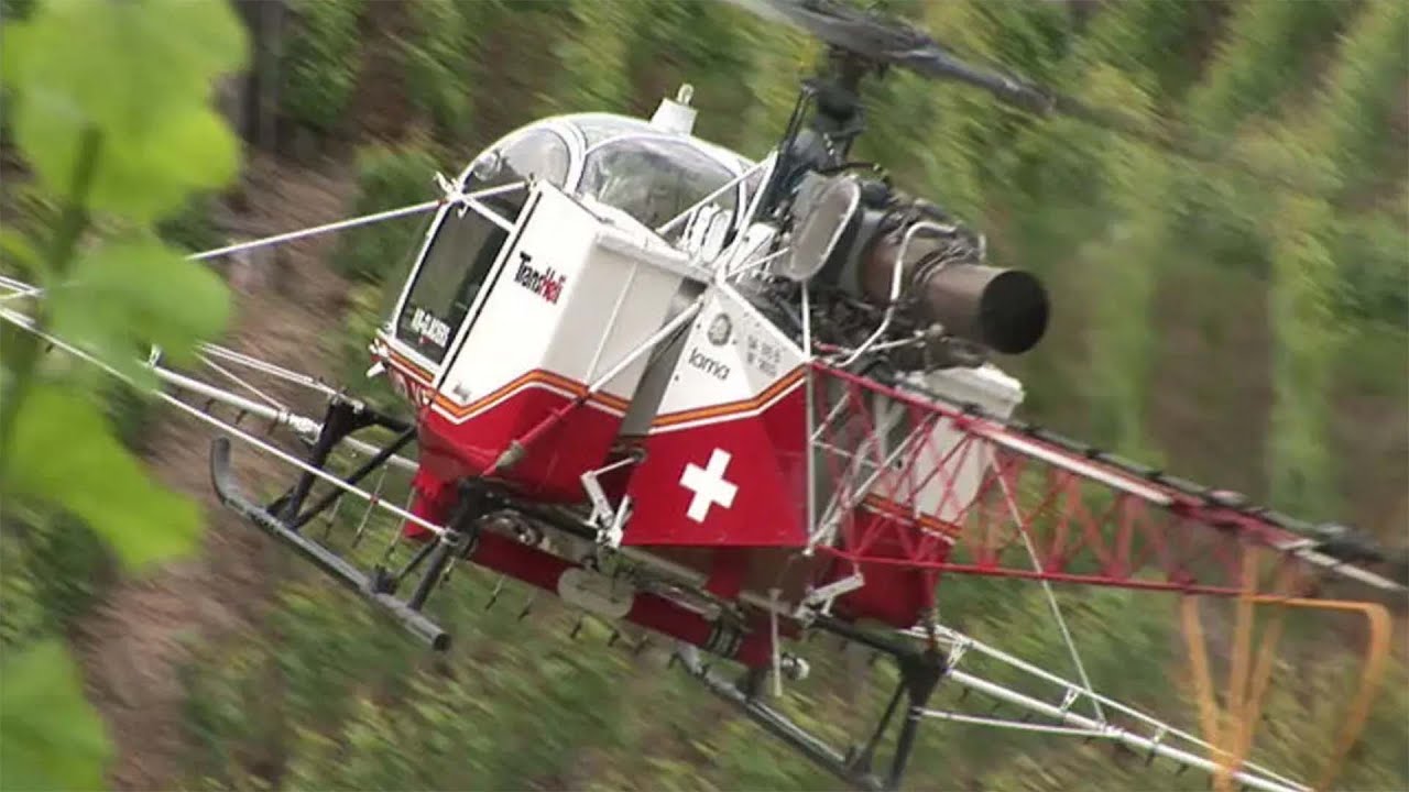 Vertical Lama, Vineyard spraying with the Lama of Air-Glacier 2008 (Switzerland)