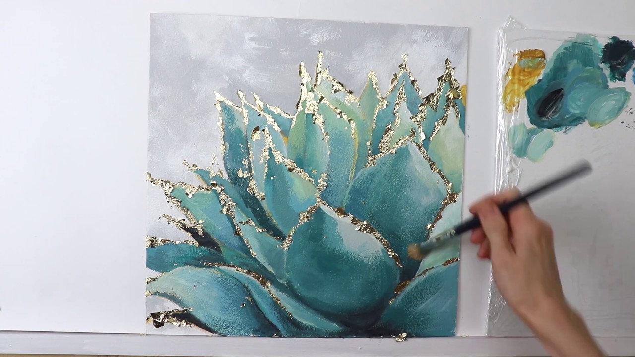 Daily Art challenge #13 /Acrylic / Simple Succulent ART painting