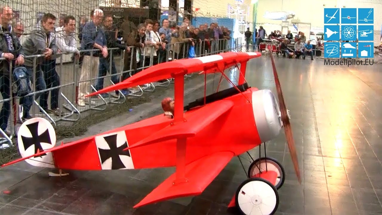 BIGGEST RC FOKKER DR.I XXXL DEPRON INDOOR RC model 50% 1:2 - J&Uuml;RGEN SCH&Ouml;NLE INDOOR FLIGHT