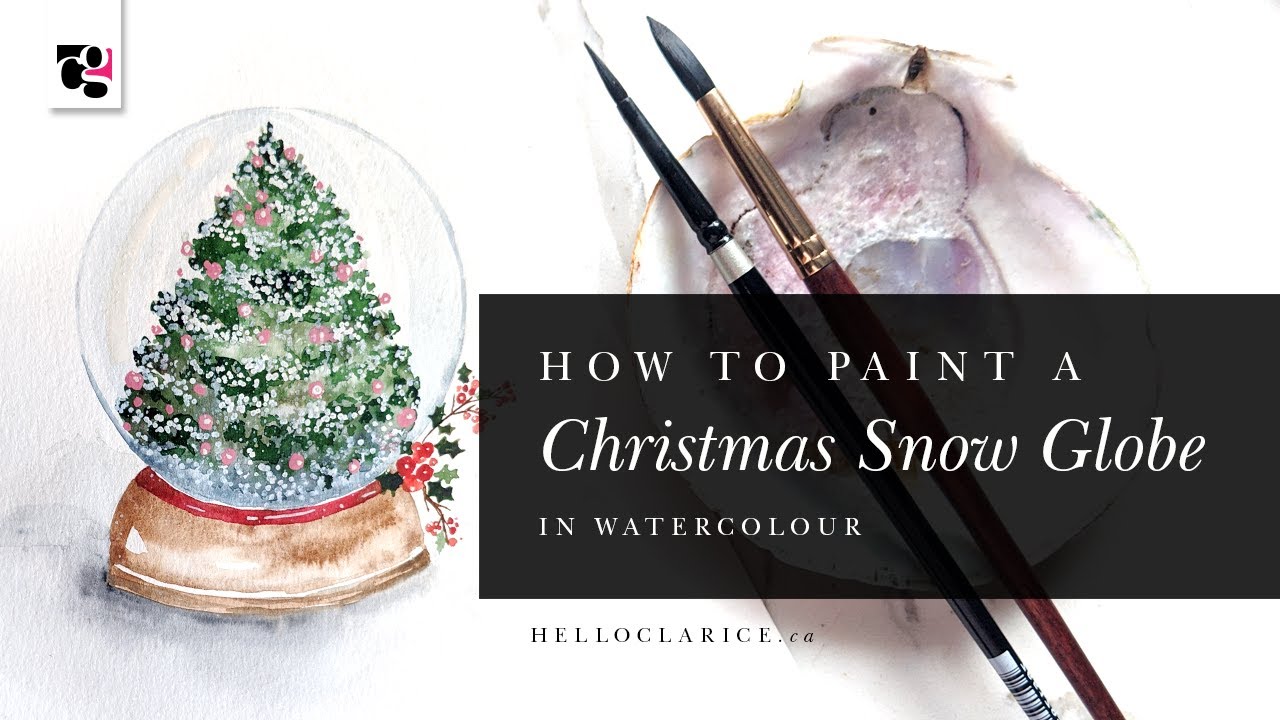 How to Paint a Christmas Snow Globe in Watercolour - Hello Clarice Tutorials