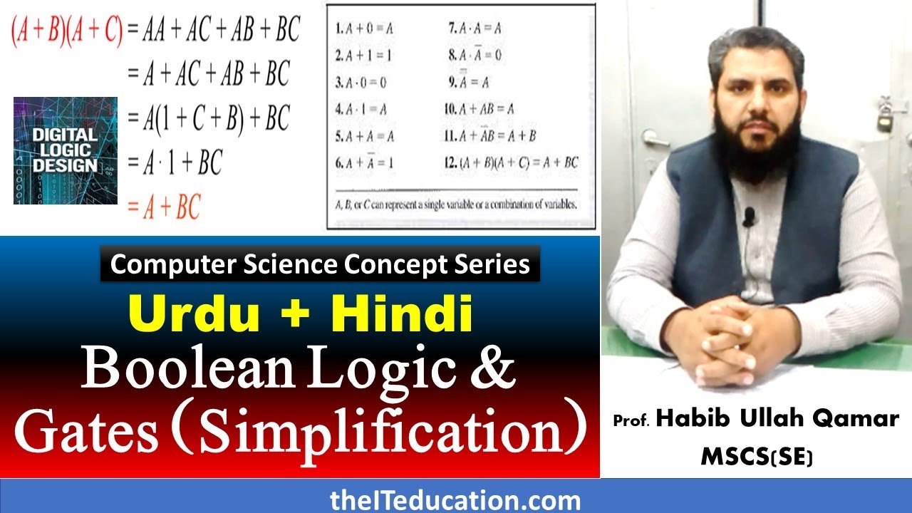 Boolean Algebra and Logic Gates Simplification in Hindi | CS302 Short Lectures