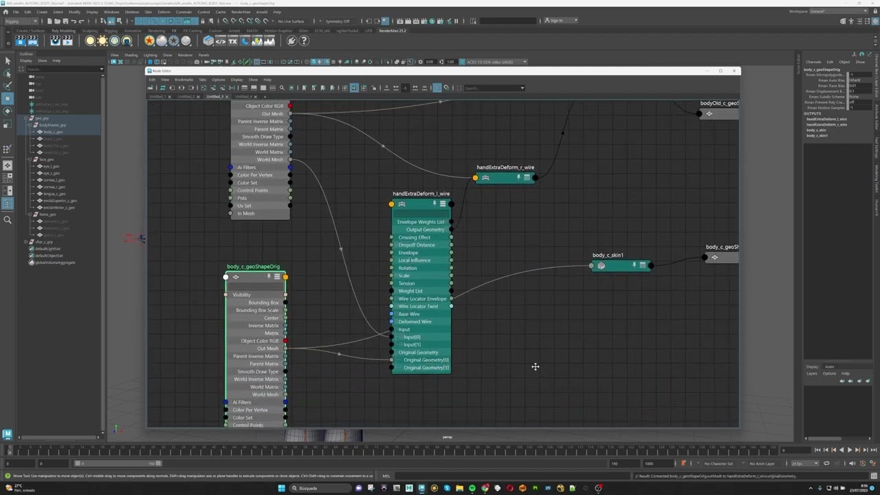 3D Maya - Pasar deformador wire entre geometrías - El Chico Malvavisco