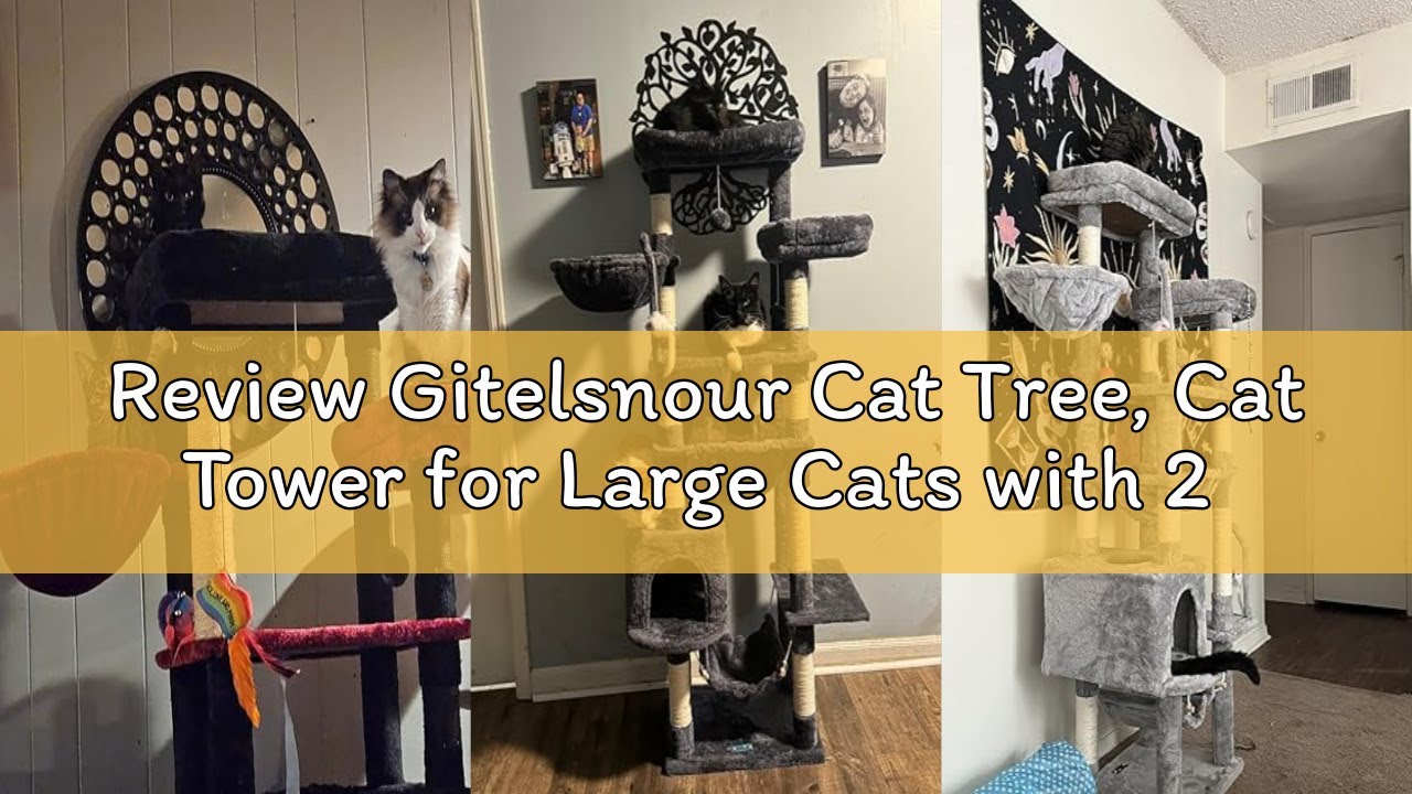 Review Gitelsnour Cat Tree, Cat Tower for Large Cats with 2 Big Platforms, 2 Baskets, condo and Toys
