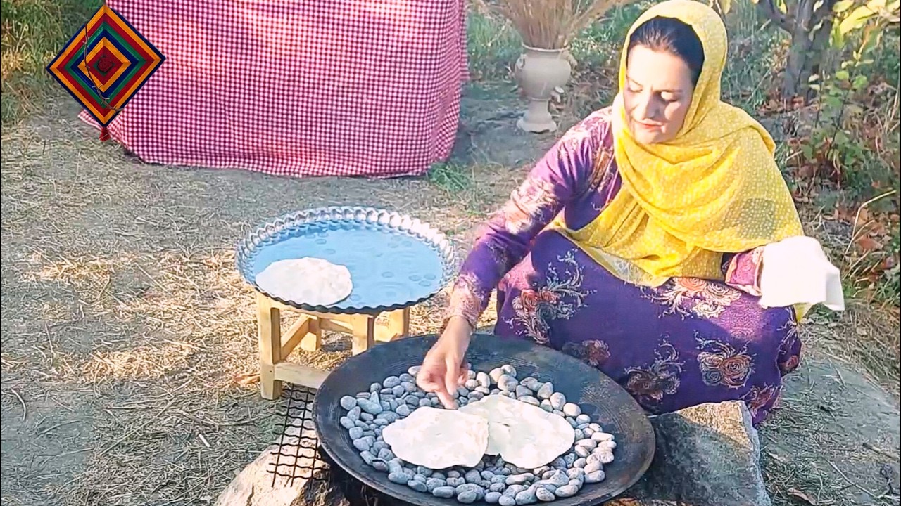 Village Style Stone Bread on Hot Rock & Saj | Authentic Wood Fire Cooking