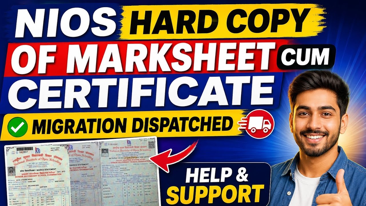 Nios Hard copy of marksheet cum certificate dispatched. Help-9871070307. Nios character certificate 