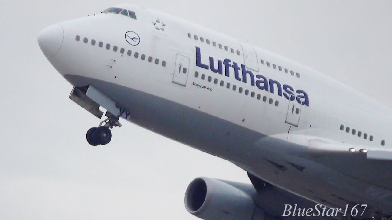Lufthansa Boeing 747-400 (D-ABVY) takeoff from KIX/RJBB (Osaka - Kansai) RWY 06R