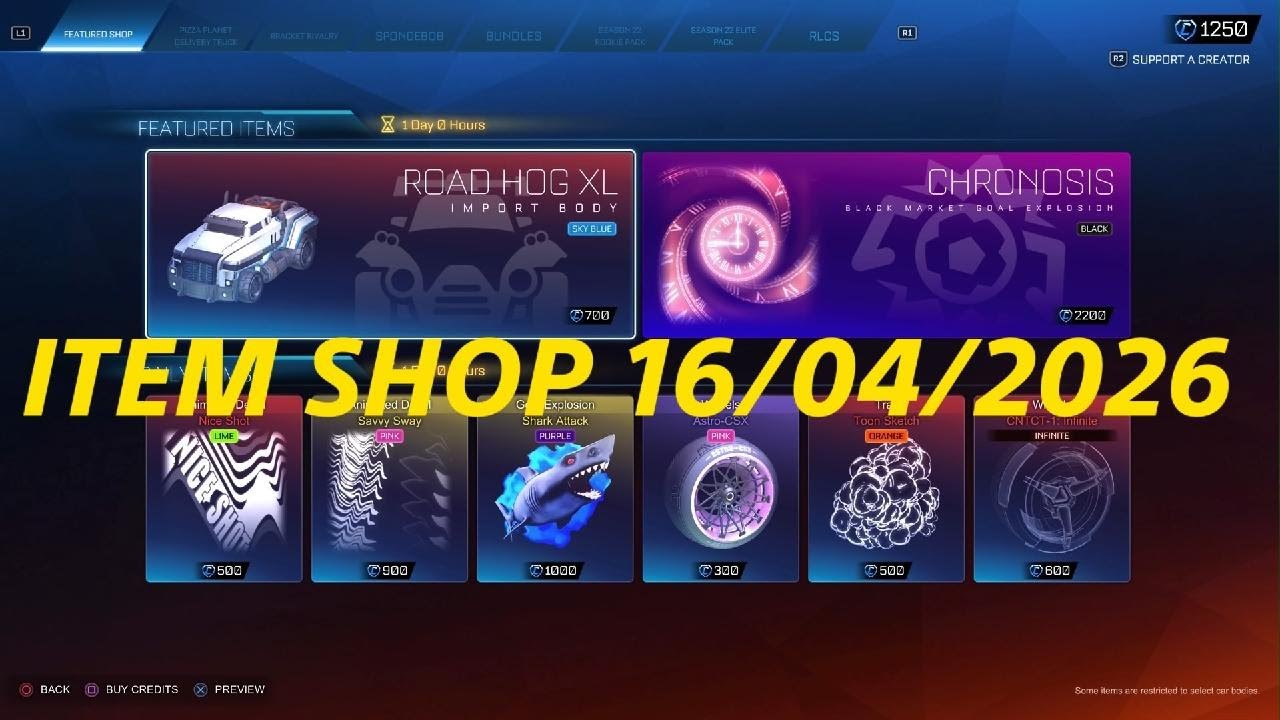 Rocket League ITEM SHOP 16/04/2026