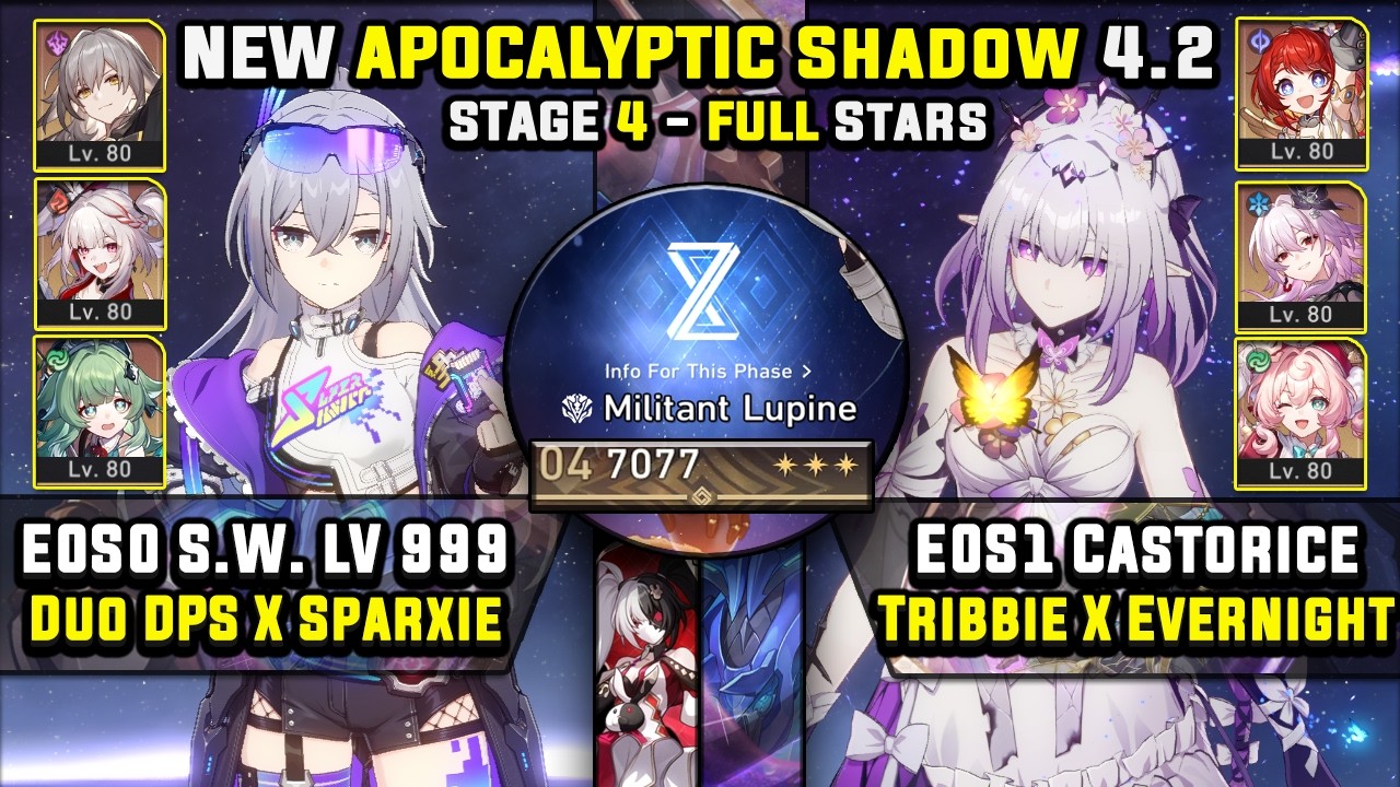 E0 Silver Wolf LV 999 Team & E0 Castorice Carry (3 Stars) Apocalyptic Shadow 4 Honkai Star Rail 4.2