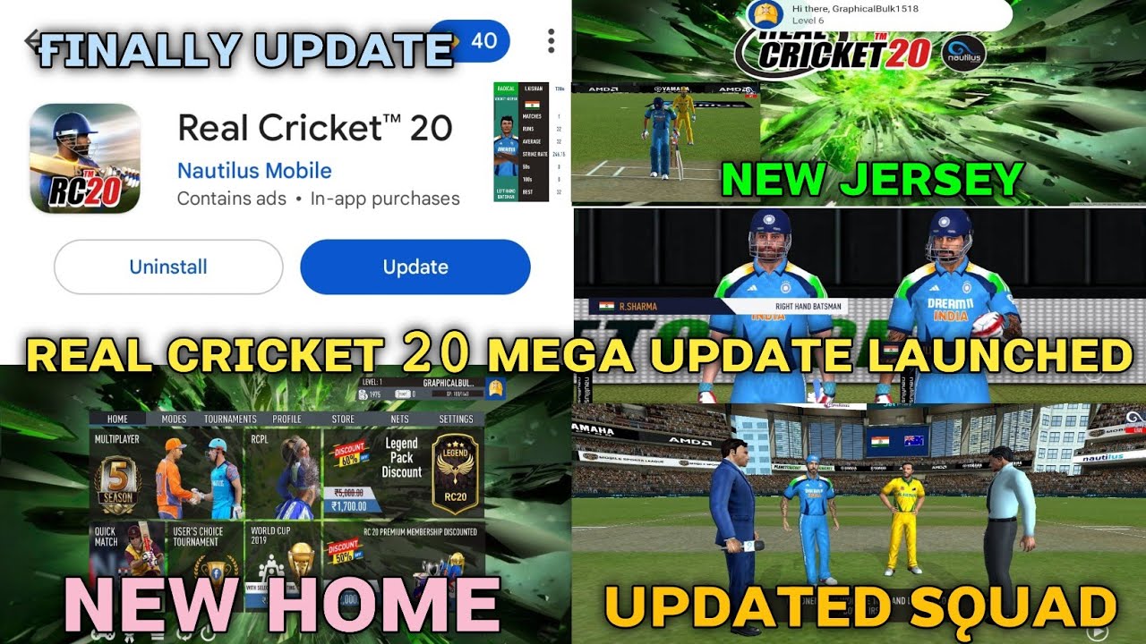 Real Cricket 20 New Update With latest Jearsy & Squad Etc! Rc 20 New Update! Full Details