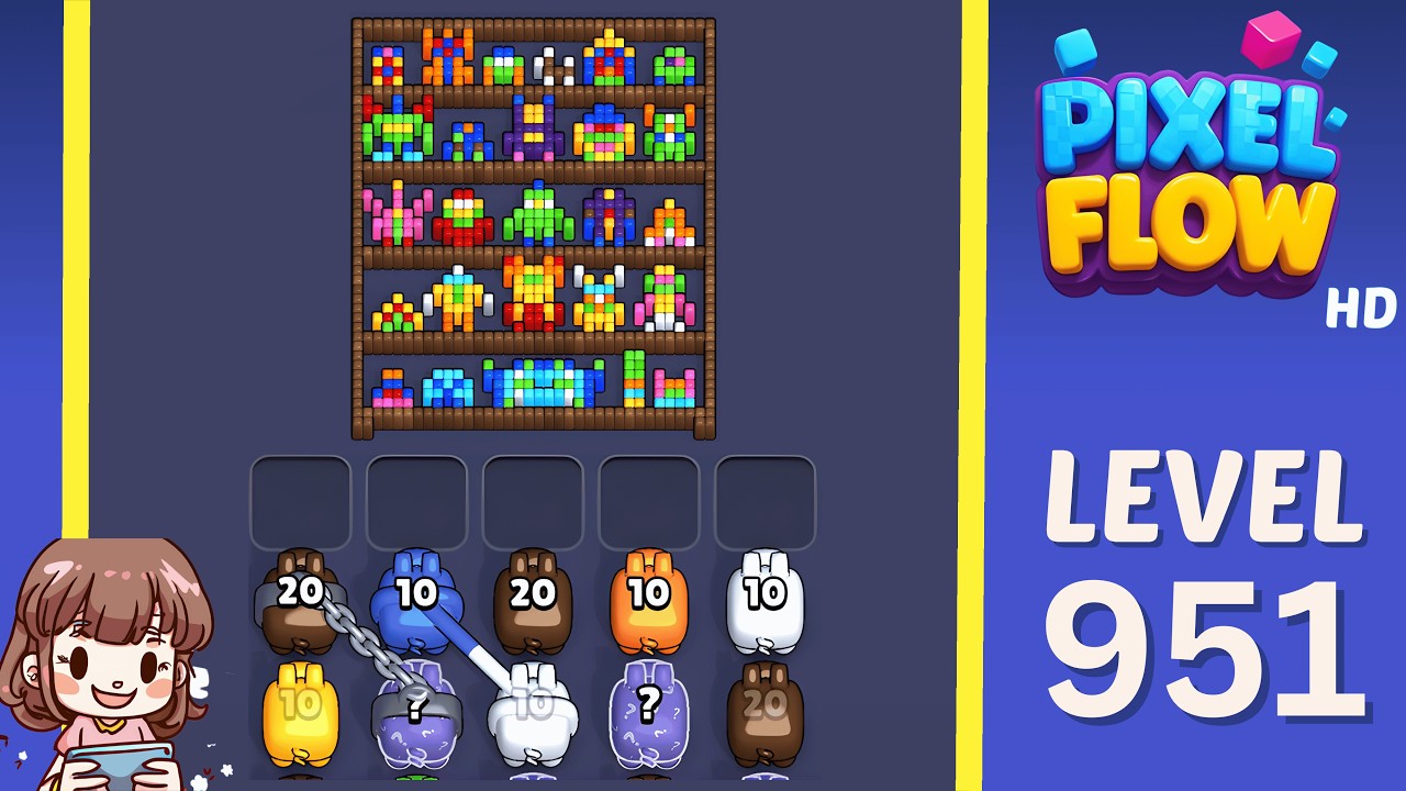 Pixel Flow Level 951 Solution Walkthrough