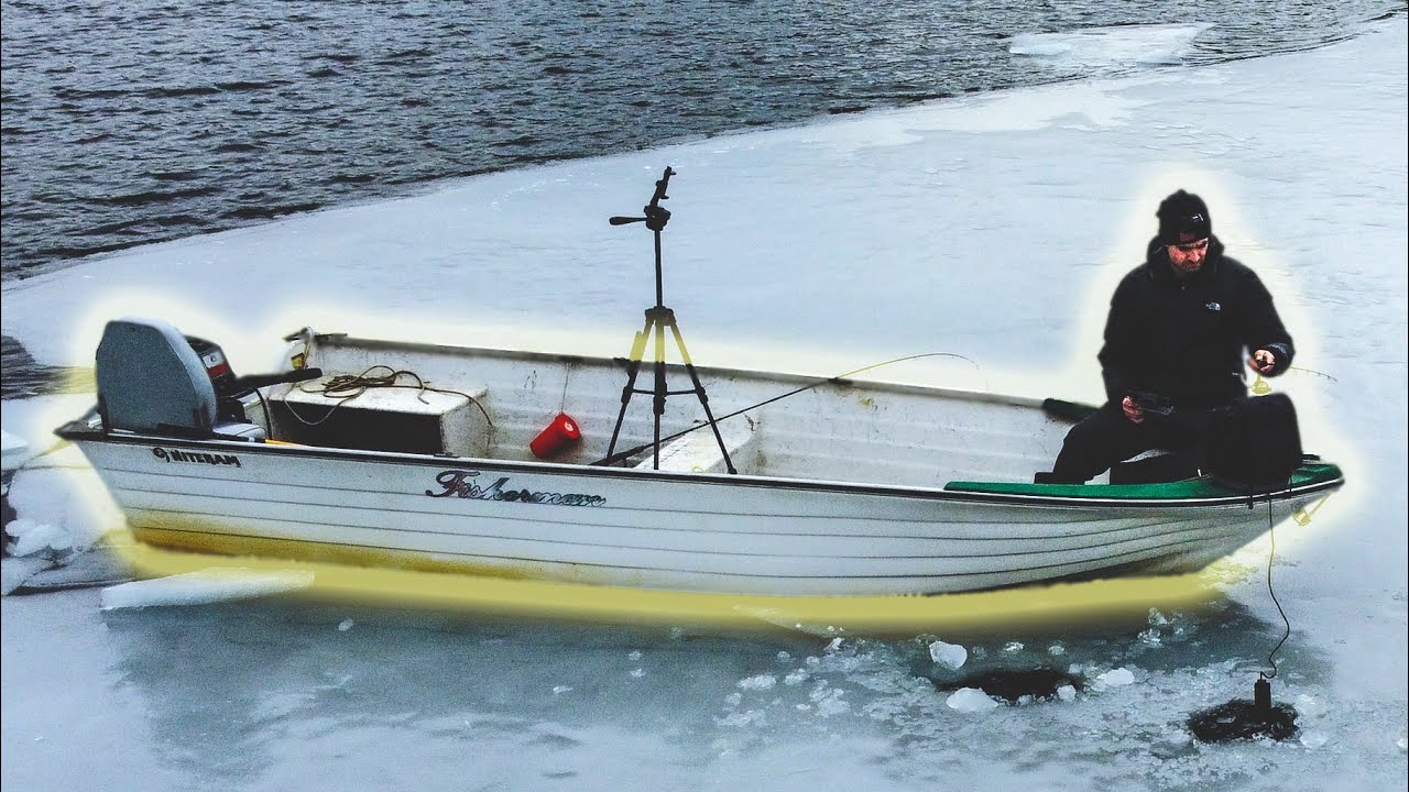 Ice Fishing From My Boat | Breaking Ice For First Boat Ride of the Year