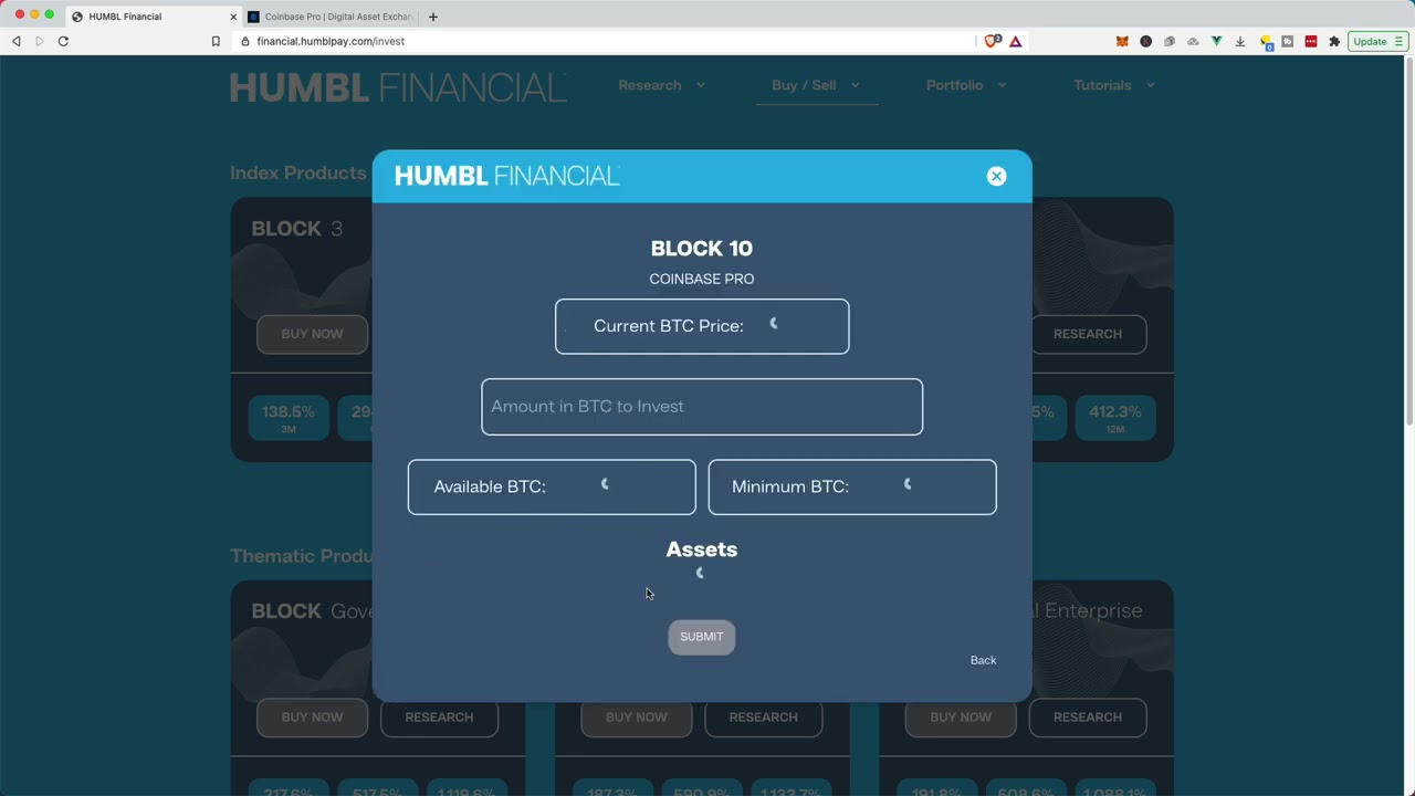 HUMBL Financial &mdash; как купить ETX на Coinbase Pro