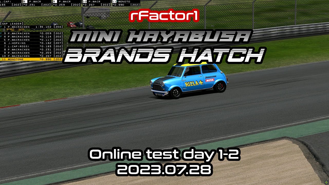 rFactor1 mini HAYABUSA Brands Hatch Online test day 1-2 2023.07.28