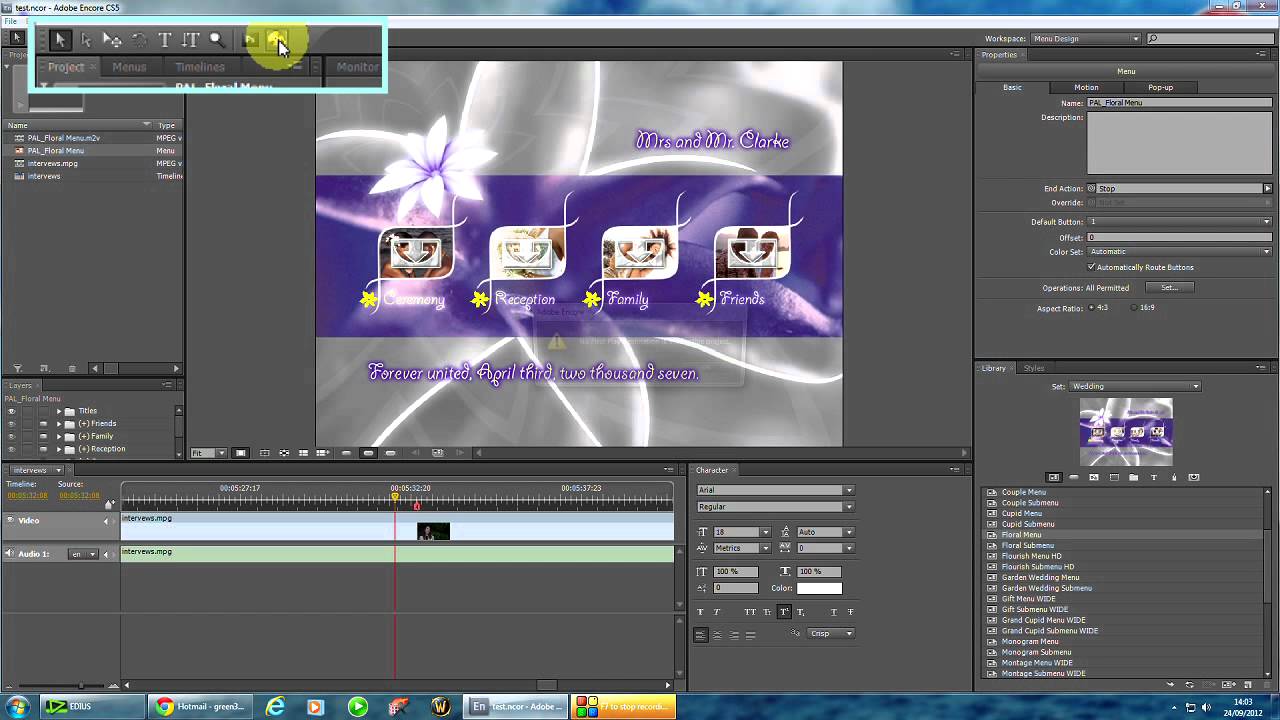 Timeline to Adobe Encore