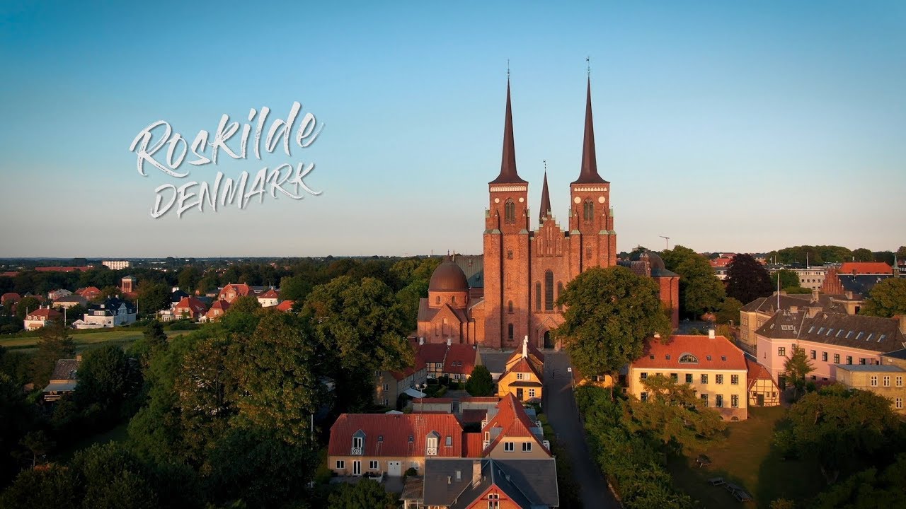 Roskilde. DENMARK. Drone Flight. 4k.