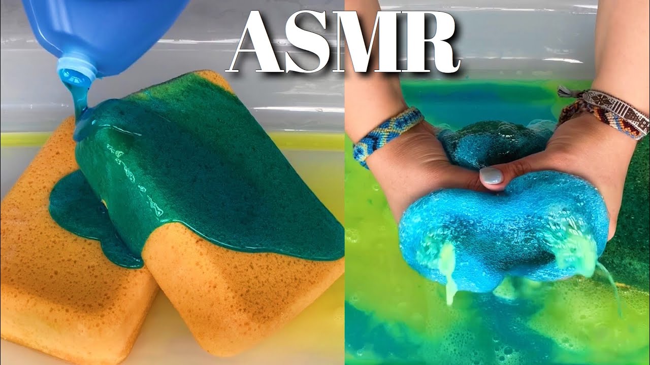 ✨ ASMR DISH SOAP SUPER SATISFYING SPONGE SQUEEZES ✨