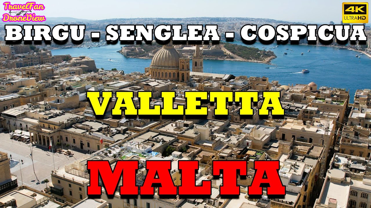 VALLETTA Birgu - Senglea - Cospicua ⚫MALTA⚫by drone【4K】(Subtitles in multiple languages)by TravelFan