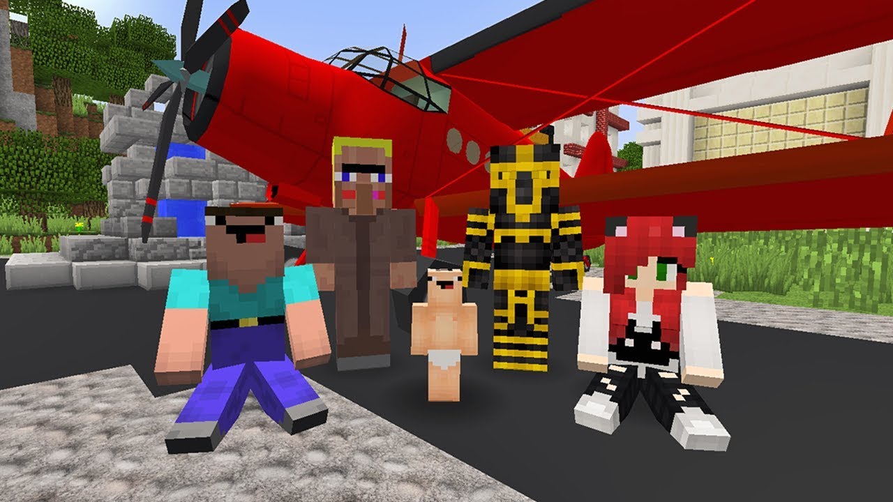 EL BEBÉ NOOB APRENDE A MONTAR EN AVIÓN EN MINECRAFT TROLL ✈