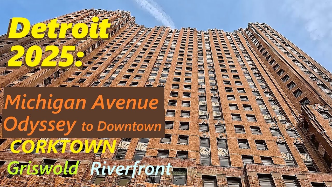 Driving Michigan Avenue to Downtown Detroit. Southwest. Corktown. Griswold. Jefferson. Riverfront.