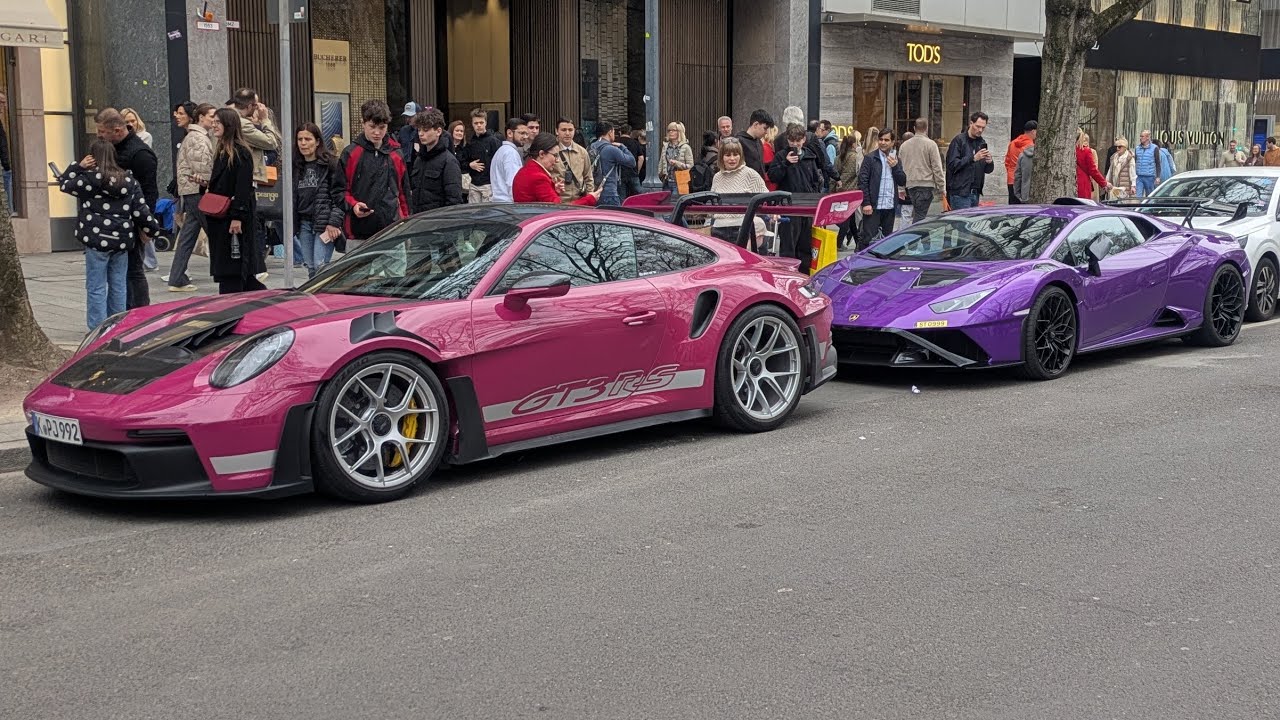 Carspotting Düsseldorf: Aventador Pirelli, Aventador SV,992 S/T ,3×992 GT3RS,Loud STO And More