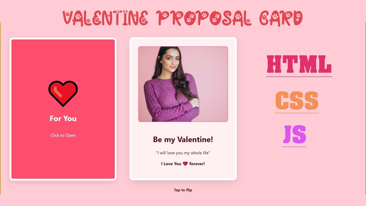 Create a Valentine Proposal Card ❤️ | HTML | CSS | JavaScript | Be my Valentine?😍