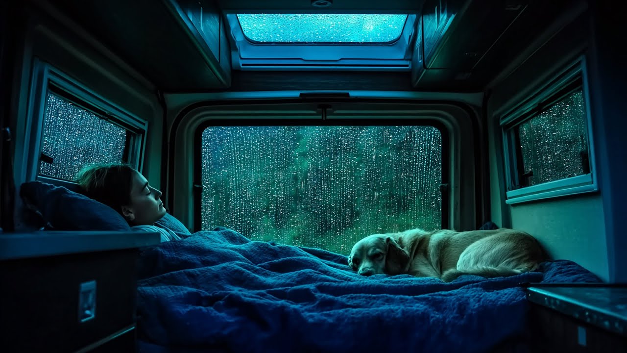 Sleep Instantly to Rain on a Van Roof: 3 Hours of No Music White Noise for Deep Relaxation ASMR