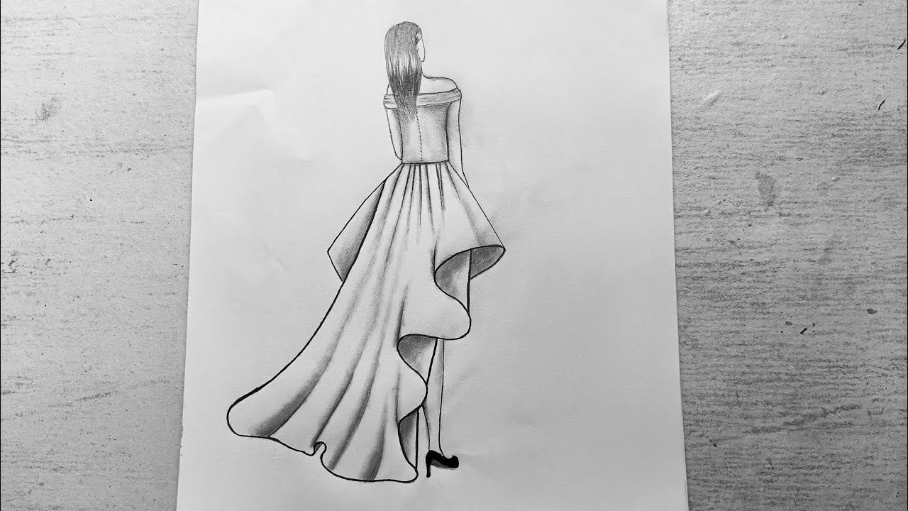 How to draw a girl with beautiful dress - step by step || easy drawing