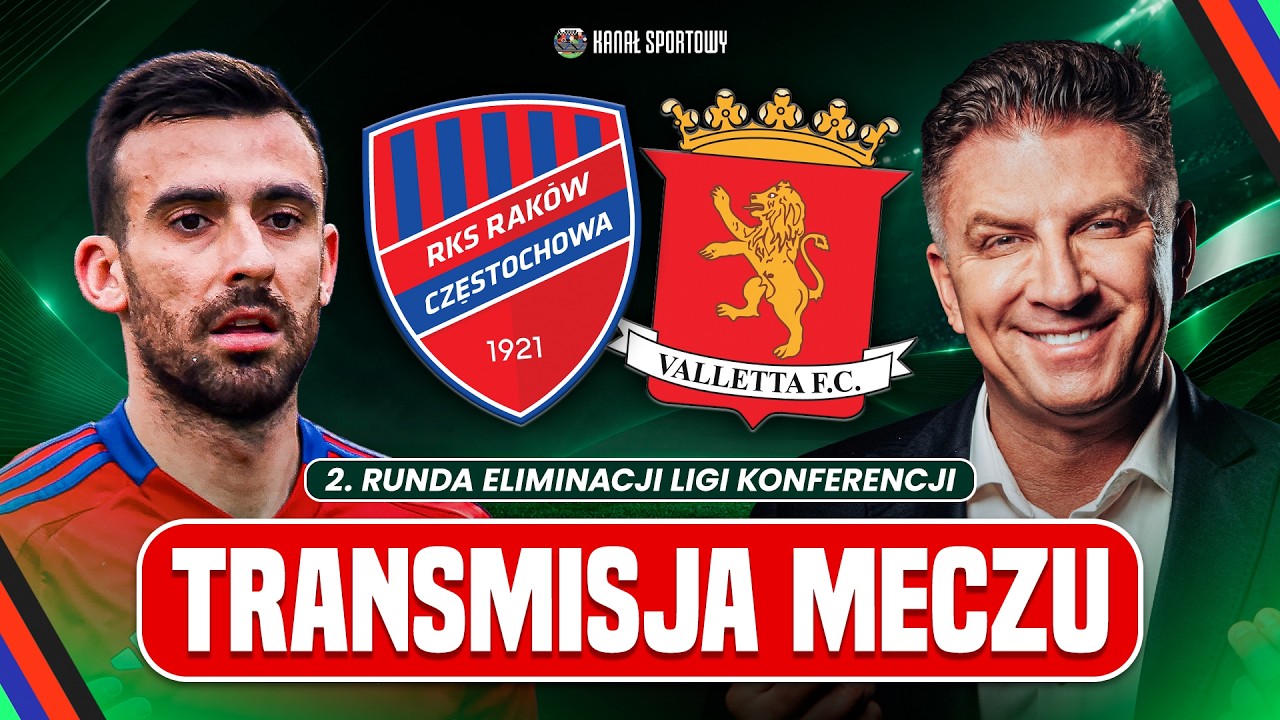RAK&Oacute;W CZĘSTOCHOWA - VALLETTA FC: TRANSMISJA MECZU + STUDIO | KOMENTARZ: BOREK I LEWCZUK