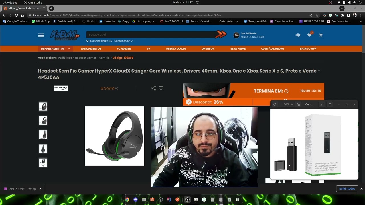 FeedBack Headset Sem Fio Gamer HyperX CloudX Stinger Core Wireless, Xbox One e Xbox S&eacute;rie X e S