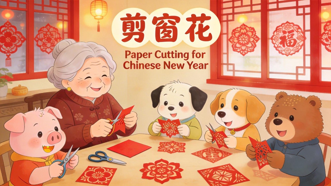 剪窗花Paper Cutting｜中國新年Chinese New Year兒童故事｜小故事屋Little Story House