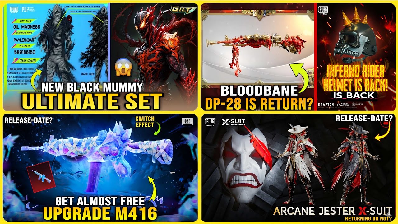 🔴 4.4 NEW BLACK MUMMY SET FULL LOOK | ARCANE JESTER X-SUIT IS BACK | GET FREE MUMMY M416 PUBGM