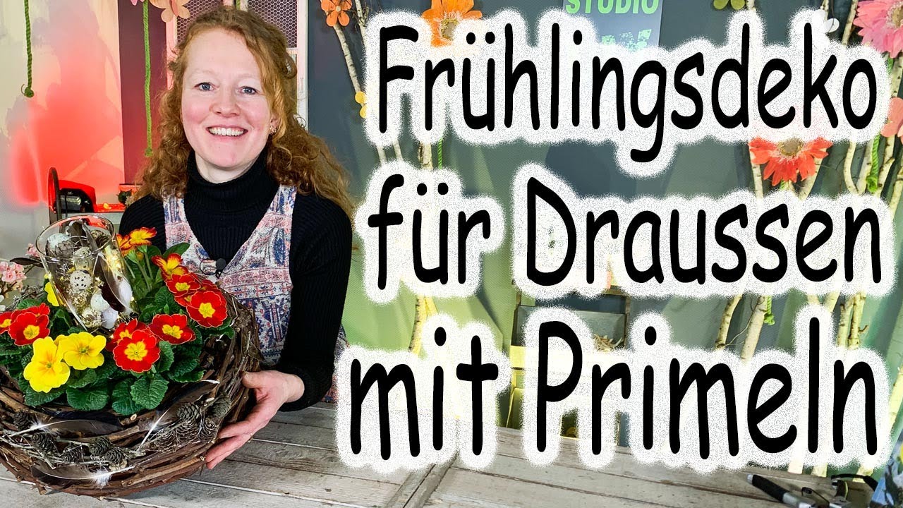 Frühling Deko für Draussen | Osterdeko | Dekoidee für Pflanzkorb | Frühlingsdeko | Korb mit Primeln