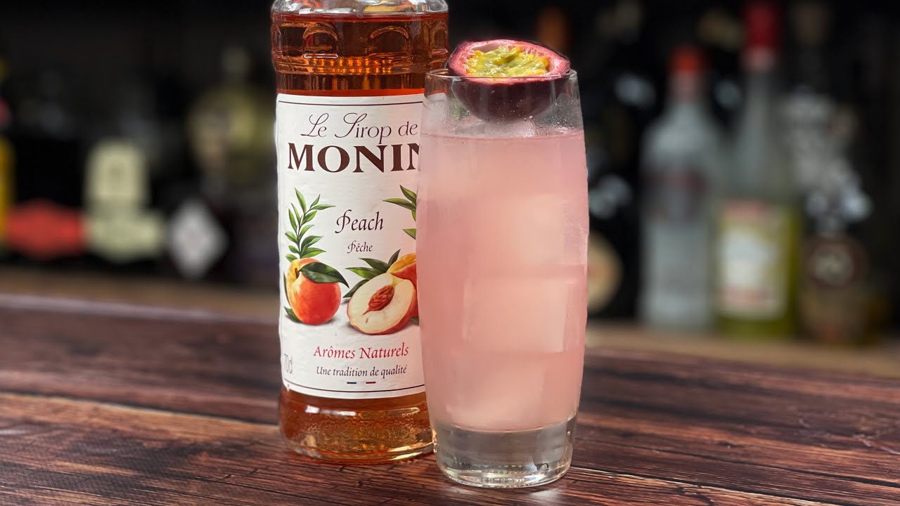 Peach Cocktails Recipe - Peach Syrup & Passion Fruit Collins