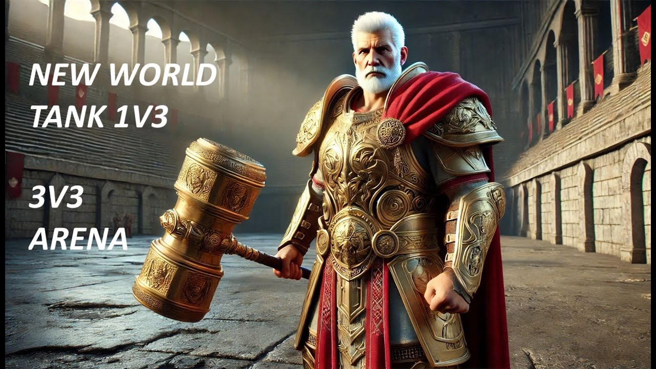 New World PVP Tank Arena 1v3 -- Sword and Shield/Warhammer