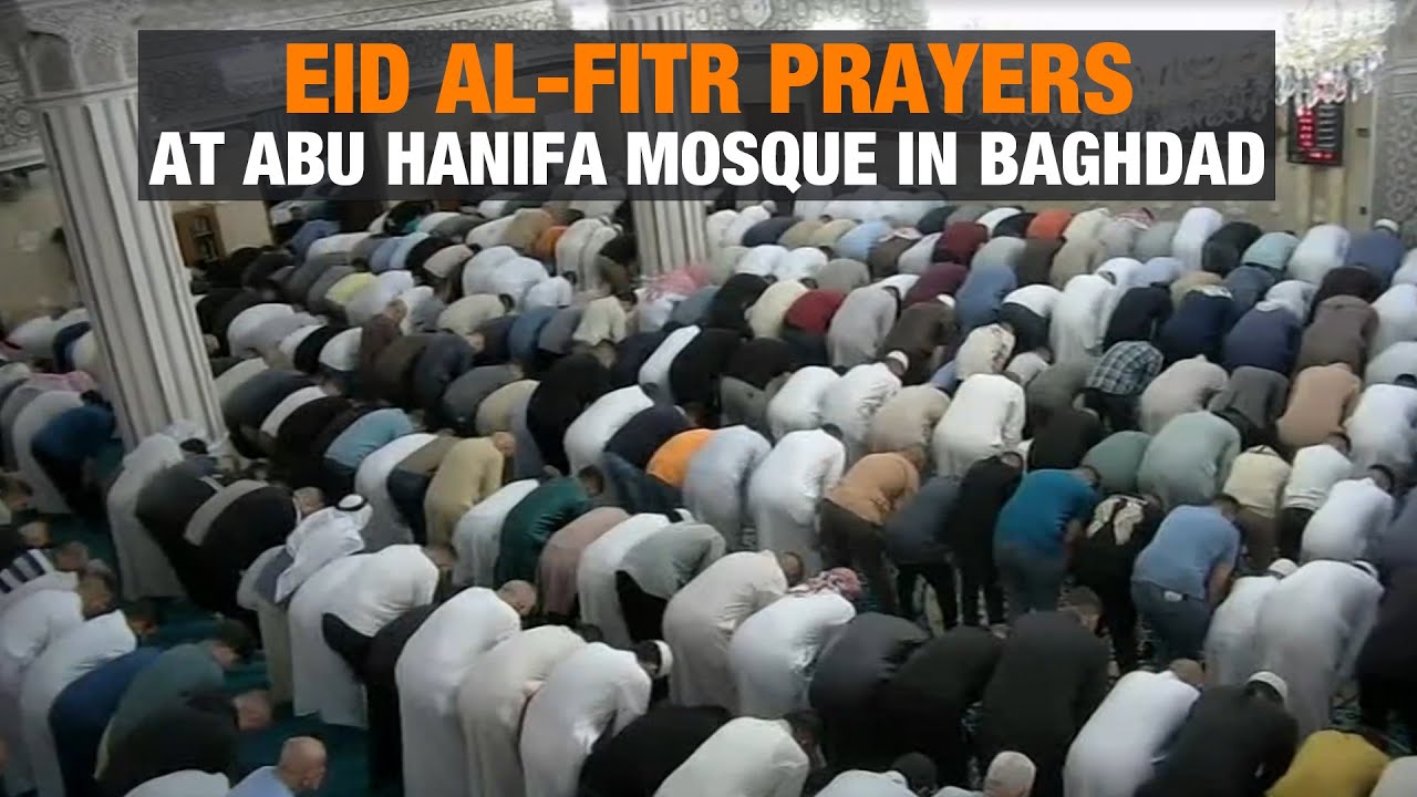 Iraqi Muslims Offer Eid al-Fitr Prayers at Abu Hanifa Mosque in the Adhamiya District of Baghdad