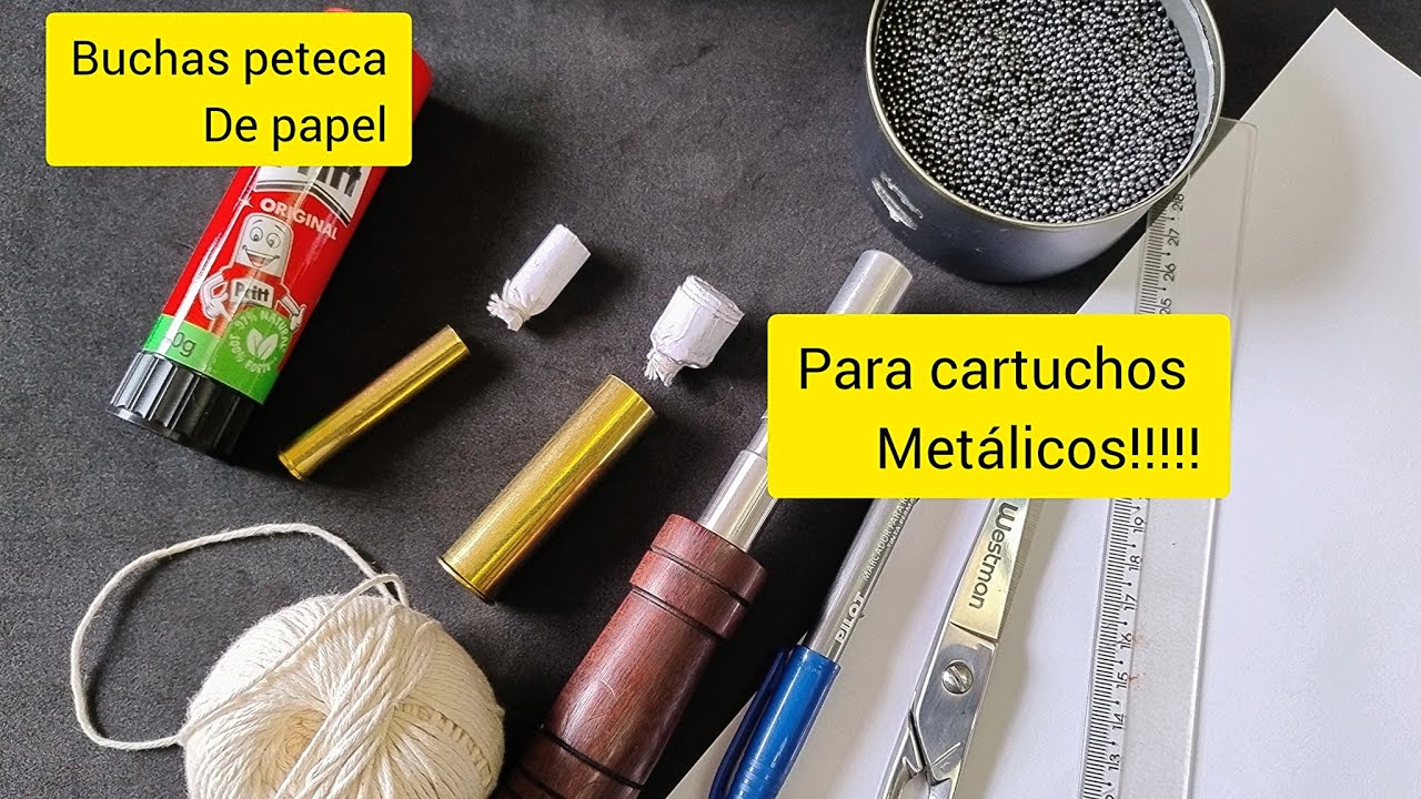 Como fazer bucha peteca de papel para cartuchos metálicos. 