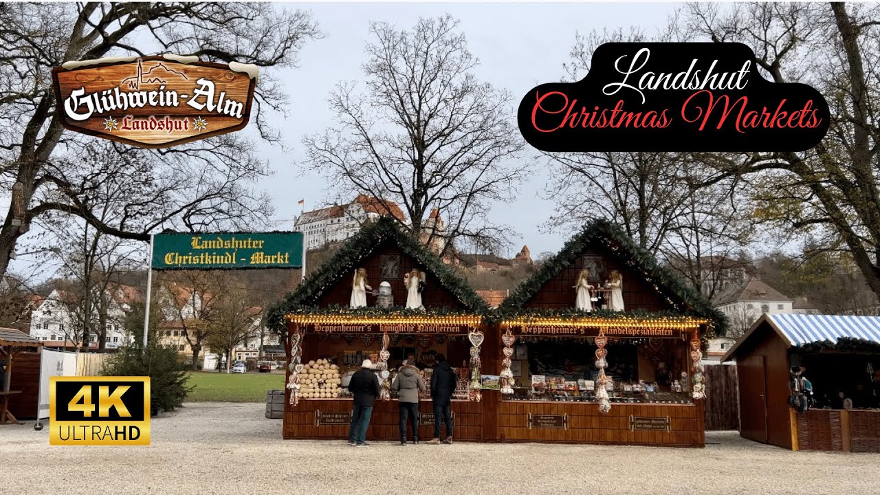 Landshut, Germany Christmas Market - Day Walk -  4K